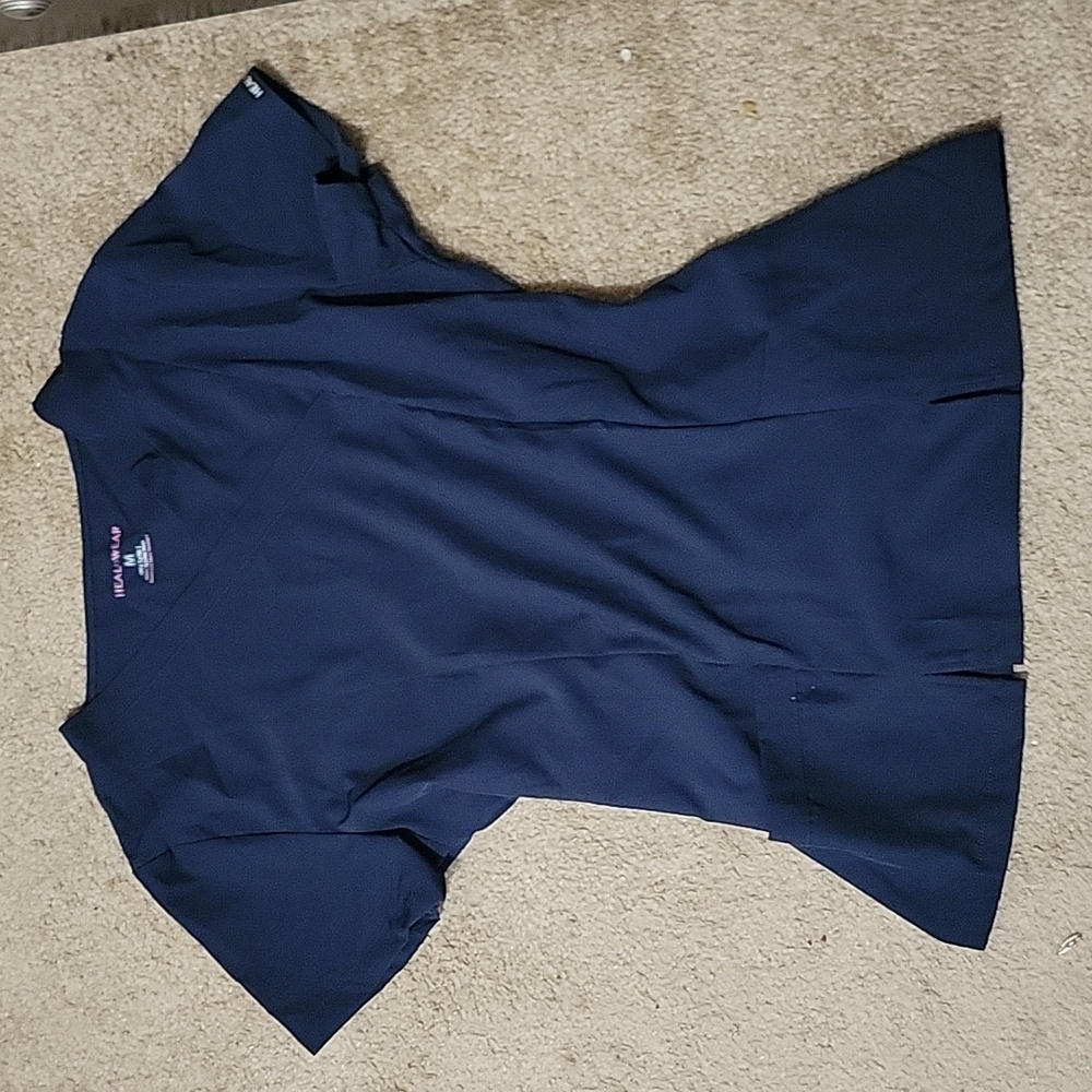 Healwear navy blue scrub top, medium